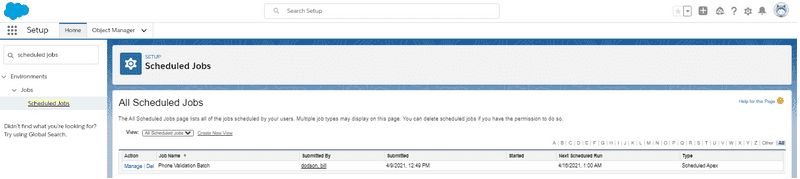 Screenshot scheduled jobs