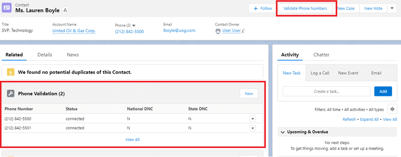 Screenshot of quick action related list