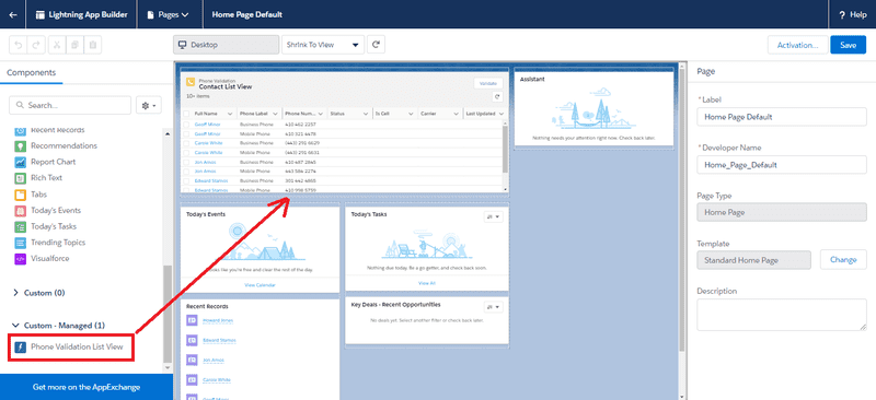 Screenshot of drag component to screen