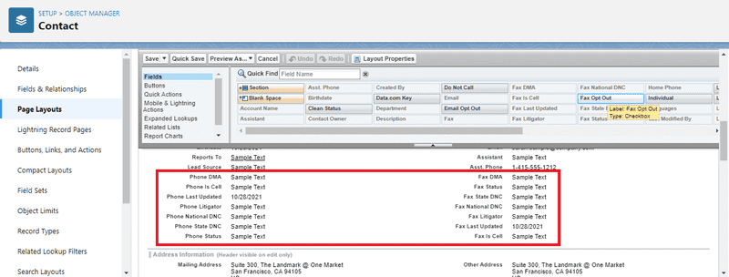 Screenshot of page layout