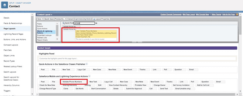 Screenshot of add quick action record page