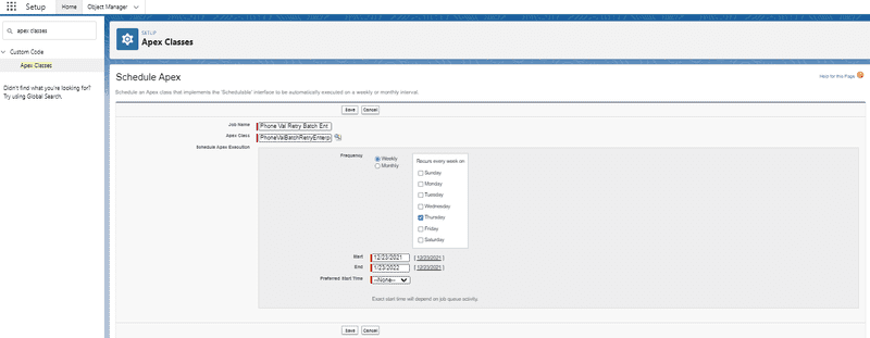 Screenshot schedule apex
